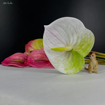 SunMade 3D Baskı Lateks Flamingo Çiçek Beyaz Anthurium salon Dekorasyon Ev Bahçe Dekor Sahte Çiçek Kırmızı Flores