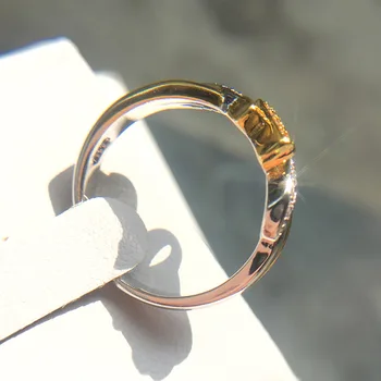 Süper Flaş Düğüm pembe Zirkon Yüzük Altın Renk Ayırma Mikro kakma Matkap Düğün Yaratıcı Yüzükler Kadınlar için Umut Mektubu yüzük
