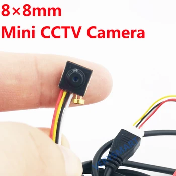 Süper Küçük Mini Analog Kamera ile Mic / Ses 800TVL CMOS HD Renkli CCTV Lens Boyutu 8x8mm Mikro Küçük Mini Güvenlik Kamera