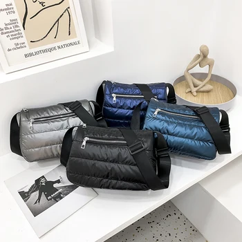 Sıcak Crossbody Siyah Fermuarlı Çanta ve Çanta Uzay Yastıklı Kadın omuzdan askili çanta Kış için 2021 Yeni Tasarımcı Naylon pamuklu çantalar Kadın