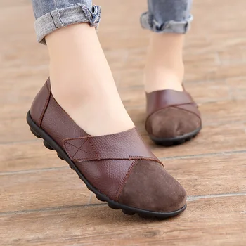 Sıcak Satış kadın Flats Ayakkabı kadın Yumuşak Hakiki Deri Büyük Boy Tekne Ayakkabı Kadınlar için ayakkabı yaz sandalet