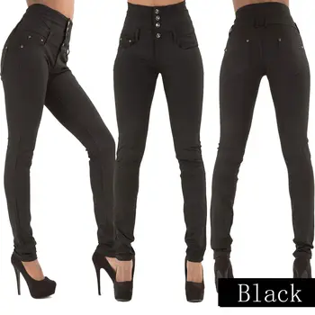 Sıcak Satış Kadın Moda Yüksek Bel Ince Skinny Jeans Bayanlar Streç Kalem Denim Uzun Pantolon Kıyafetler 4 Renkler
