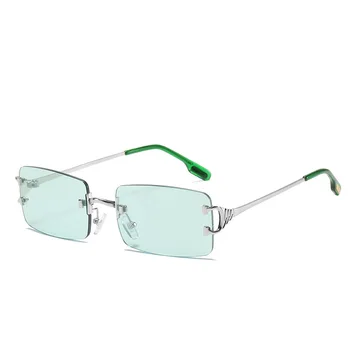 Sıcak yeni stil çerçevesiz güneş gözlüğü kadın kişilik patlama tarzı kare moda güneş gözlükleri küçük çerçeve erkek kadın gözlük UV400