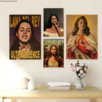 Sıcak Şarkıcı Lana Del Rey Retro Poster Kraft Kağıt Baskılar Posterler DIY Eski Ev Odası Bar Cafe Dekor Estetik Sanat duvar tablosu