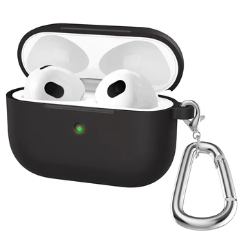Sıvı silikon kılıf Apple AirPods İçin 3 Kablosuz Kulaklık Koruyucu Kılıf Yeni Airpods İçin 3 Kılıf Aksesuarları + anti-kayıp Kanca