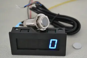 Takometre RPM Hız 5-9999 RPM Dijital LED Tako Ölçer Metre 12 v araba + Hall Yakınlık değiştirme sensörü + Mıknatıs mavi