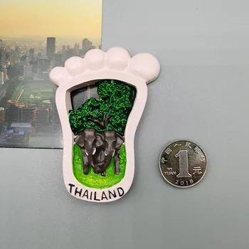 Tayland Fil 3D Stereo Ayak İzi Reçine Buzdolabı Mıknatısları Tayland Turist Buzdolabı hatıra mıknatıs Ev Dekorasyon için
