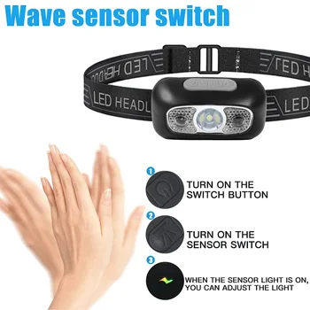 Taşınabilir Mini LED Far USB Şarj Edilebilir Vücut Hareket Sensörü Far Açık Kamp balıkçı ışığı Güçlü Meşale Kafa Lambası