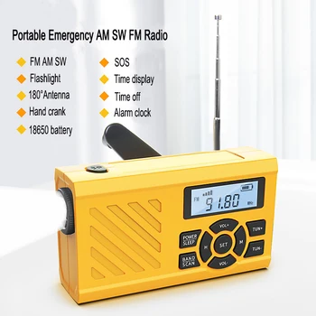 Taşınabilir Radyo FM AM SW Hava SOS Acil Radyo Alıcısı El Krank Güneş Radyo El Feneri Alarmı cep telefonu Şarj Cihazı