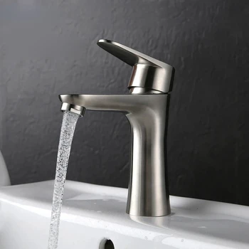 Tek Delik Pull-Out Havzası lavabo musluğu Tezgah Üstü Tek Soğuk Su Musluk Paslanmaz Çelik Banyo Havzası Musluk