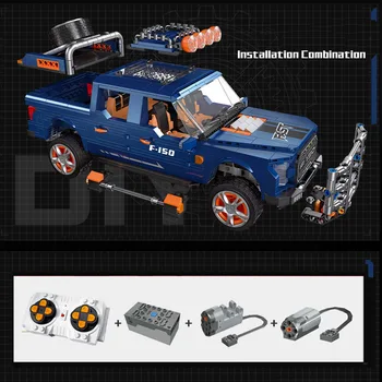 Teknik Ford F150 Raptor Yapı Taşı kamyonet Radyo 2.4 ghz Uzaktan Kumanda otomobil araç Tuğla Rc Oyuncaklar Boys İçin hediyeler