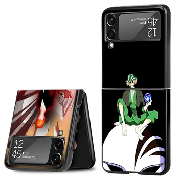 Telefon samsung kılıfı Z Flip 4 3 5G Karikatür Bleach Ichigo Mat Siyah sert çanta Galaxy Z Flip4 Flip3 Kabuk Kapak Fundas