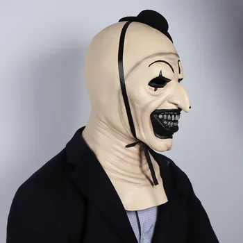 Terrifier Sanat Palyaço Korku Maskesi Cosplay Komik Evil Joker Şapka Lateks Maskeleri Cadılar Bayramı Partisi Kostüm Sahne