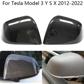 Tesla Modeli 3 Y S X 2012-2019 2020 2021 2022 Gerçek Kuru Karbon Fiber Araba yan ayna kapağı dikiz aynası kapatma kapakları parçaları