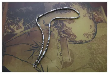 Titanyum çelik erkek ve kadın kolye kare inci paslanmaz çelik kolye buda zinciri zinciri ile