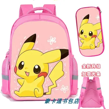 TOMY Pokemon Periferik Dedektif Pikachu okul çantası Pembe kalem pudra kutusu Çocuk Sırt Çantası Sınıf 1-5