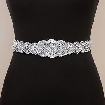 TOPQUEEN S161C Gelinlik Kemeri Kızlar için Rhinestone Gümüş Kanat Gelinlik Kemeri Elbise Kadınlar için elbise kemeri Saten Kemer