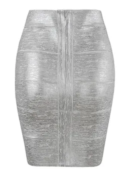 Toptan Kadın Yaz Etek Seksi Siyah Gümüş Altın Bandaj Etek Yüksek Sokak Tasarımcı Sıska Parti Mini Kalem Etekler 45 cm