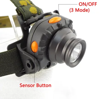 Torch Q5 LED far hareket algılama sensörü far balıkçılık kamp için el feneri kafa ışık takım için 1x18650 / 3 xaaa pil
