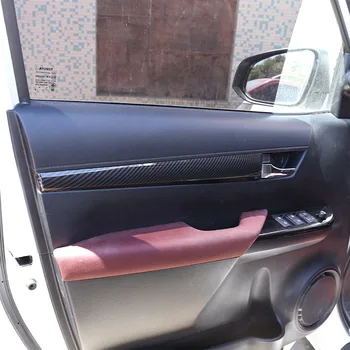 Toyota Hilux-2021 için ABS Karbon Fiber Desen Araba Kapı İç Kapı Paneli Koruma dekoratif şerit Sticker Araba Aksesuarı