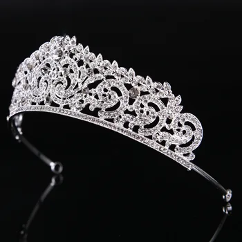 TREAZY Altın / Gümüş Renk Gelin Kristal Rhinestone Tiara Taç Prenses Kraliçe Pageant Balo Tiaras Düğün saç aksesuarları