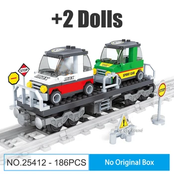 Tren Arabası MOC Aksesuarları Model Seti Fit Standart Parça Şehir Trenler Rayları DIY oyuncak inşaat blokları Çocuk Hediyeler için