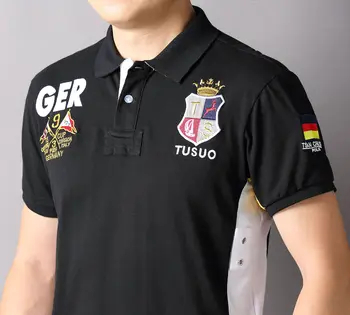 TS Yaz Yüksek Kaliteli Erkek polo gömlekler Rahat Iş Sosyal kısa kollu erkek gömlek Gömlek Işlemeli Alman Golf T-Shirt Siyah