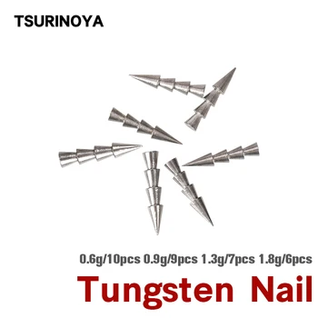 TSURINOYA Tungsten Eklemek Tırnak Platin 0.6 g 0.9 g 1.3 g 1.8 g Balıkçılık Platin Ağırlık Yumuşak Solucan Kuleleri Tuhaf Balıkçılık Aksesuarları