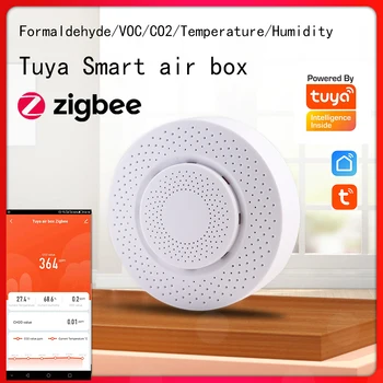 Tuya ZigBee Akıllı Hava Kalitesi Sensörü Hava Kutusu Formaldehit VOC CO2 Sıcaklık Nem Sensörleri Monitör Alexa İle Akıllı Yaşam Yeni