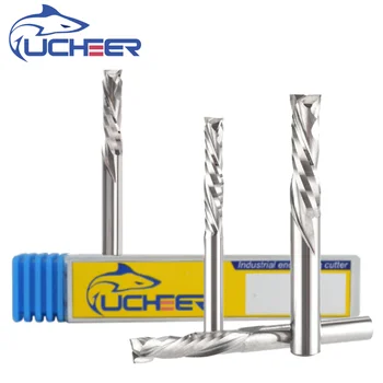 UCHEER 2 Flüt 3.175/4/6/8mm Sıkıştırma parmak freze çakısı CNC Aracı MDF Kelepçe Kurulu ağaç işleme gravür alet uçları