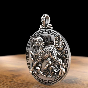 Ulusal Gelgit Otoriter Uğurlu Beast Gümüş Unicorn Kolye I-şekilli Yangın Unicorn Kolye erkek Süsler Pixiu