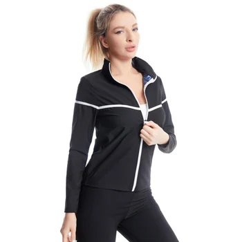 Urmagic Kadınlar Sıcak Ter Sauna Takım Elbise Bel eğitmen ceketi Fitness Egzersiz Vücut Şekillendirici Fermuar Gömlek Egzersiz Uzun Kollu Üstleri