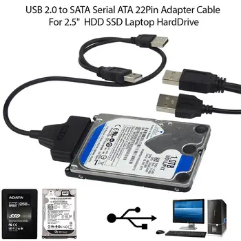 USB 2.0 SATA + USB güç kaynağı adaptörü Kabloları Harici Güç İçin 2.5 inç Ssd Hdd sabit disk sürücüsü Dönüşüm Hattı Sürücü Tel