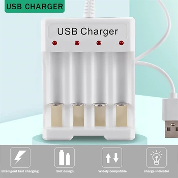 USB 2 3 4 Yuvaları Hızlı Şarj pil şarj cihazı Akıllı Kısa Devre Koruması AAA / AA şarj edilebilir pil Taşınabilir Şarj Cihazları