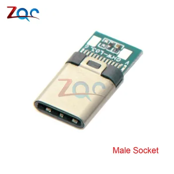 USB 3.1 Tip C Konnektör 24 Pin Erkek Dişi Soket Priz Adaptörü Lehim Teli ve Kablo 24 P PCB kartı Destek Modülü