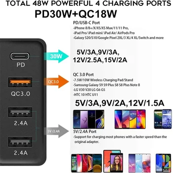 USB 48W Şarj Cihazı Hızlı Şarj 4.0 3.0 PPS USB C Tipi C Şarj PD30W iPhone İçin Hızlı Şarj 13 Pro QC4. 0 3.0 Şarj