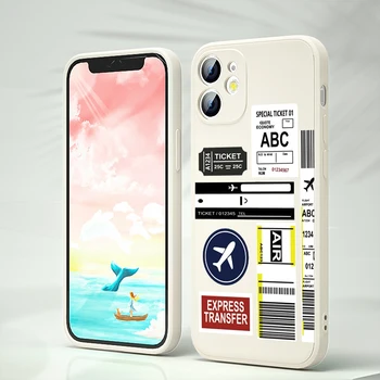 Uçak taşıma etiketi Apple iPhone 13 12 mini 11 8 7 6 XS XR SE 2020 Pro Max Artı Sıvı Silikon Çapa telefon kılıfı