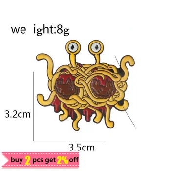 Uçan Spagetti Canavarı Pin FSM Emaye Pin Pastafarianism Ramen Komik Yetenek Broş Denim Kot Gömlek Ceket Yaka pin Metal rozeti