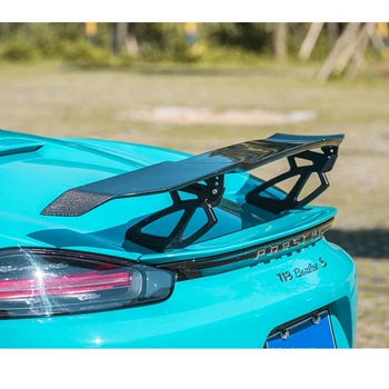 V Tarzı Karbon Fiber Arka Gt Kanat Arka Spoiler Bagaj Spoiler Porsche 718 987 997 998 981 911 2016-2018 Parça Araba Styling