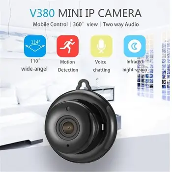 V380 Mini Kamera HD Kablosuz Kamera Ev Monitör Kapalı Video Kayıt Hareket Algılama Akıllı Gözetim Cihazı