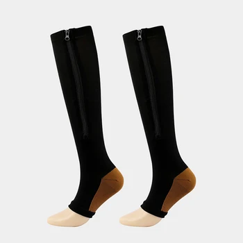 Varis çorabı Unisex Sıkı Uzun Çorap Fermuarlı Spor Bacak Desteği yüksek çorap Moda Baskılı Nefes futbol çorapları