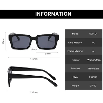 VCKA Unisex Moda Bayanlar Kare Güneş Gözlüğü Kadın Gözlüğü Shades Vintage Marka Tasarımcısı Boy güneş gözlüğü UV400 Gözlük