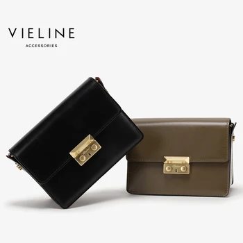 Vieline hakiki deri kadın omuz Flap çanta, Bağımsız tasarımcı sınırlı sayıda Yüksek dereceli inek deri crossbody Çanta