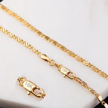 Vintage 2mm Yeni Altın renk Takı Kadın Erkek Curb Kolye Kalın Bohemian Uzun 40 45 50 55 60 65 70 75cm Bağlantı Zincirleri