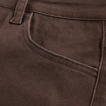 Vintage Kahverengi Y2K Anne Kot kadın Streetwear Sıska Streç Klasik Denim Flare Pantolon Harajuku Moda Pantolon Kadın
