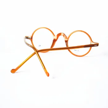 Vintage Küçük Yuvarlak Gözlük Çerçeveleri 38mm Tam Jant Turuncu Altın Erkekler Kadınlar Rx mümkün