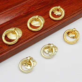 Vintage Yüzük Kolu Avrupa Antika Altın Dolap Kapı Tokmağı Dolap Çekmece Mücevher kutusu Küçük Kolları ve Çeker