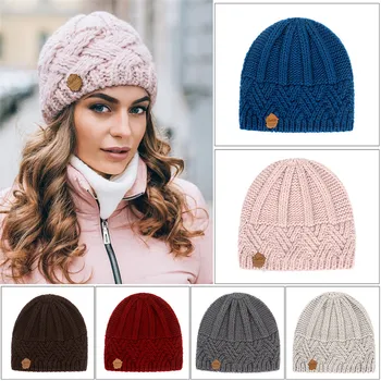 Vintage örme kışlık şapkalar Kadınlar için Düz Renk Sıcak Bere Yumuşak Tiftik Tığ Kayak Kap Çapraz Dikey Şerit Kadın Şapka