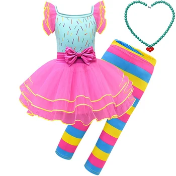 VOGUEON Nancy Çocuklar Renkli Çizgili Süslü giydirme Parti Kıyafet Nancy Setleri Cosplay Kostüm Prenses Giyim Kızlar Çizgi film Elbise
