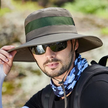 W106 erkek Panama Kova Şapka Yaz Açık Moda Nefes Örgü Vizör Büyük şapka Balıkçı Şapka UV güneş şapkası